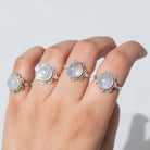 Round Moonstone Ring - Round Rainbow Moonstone Sterling Silver Ring