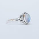 Blue Moonstone Ring, Delicate Silver Ring
