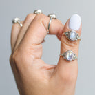 Blue Moonstone Ring, Delicate Silver Ring