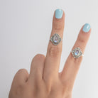 Blue Oval Moonstone Ring, Delicate Silver Ring