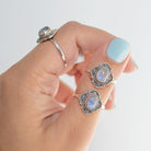 Blue Oval Moonstone Ring, Delicate Silver Ring