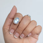 Rainbow Moonstone Crystal Ring, Rose Cut Moonstone Sterling Ring