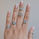 Round Moonstone Boho Statement Ring in Sterling Silver