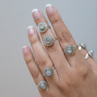Round Moonstone Boho Statement Ring in Sterling Silver