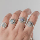 Round Moonstone Boho Statement Ring in Sterling Silver