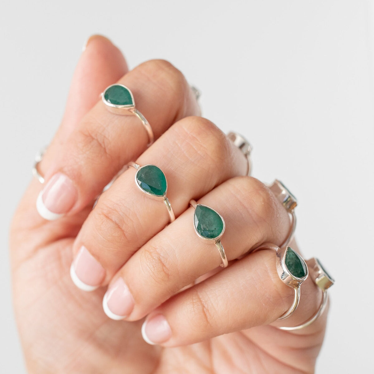 Minimalist Emerald Ring, Pear Emerald Birthstone Ring