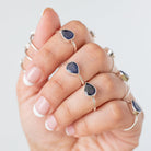 Genuine Sapphire Ring, Pear Sapphire Birthstone Ring