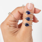 Genuine Sapphire Ring, Pear Sapphire Birthstone Ring