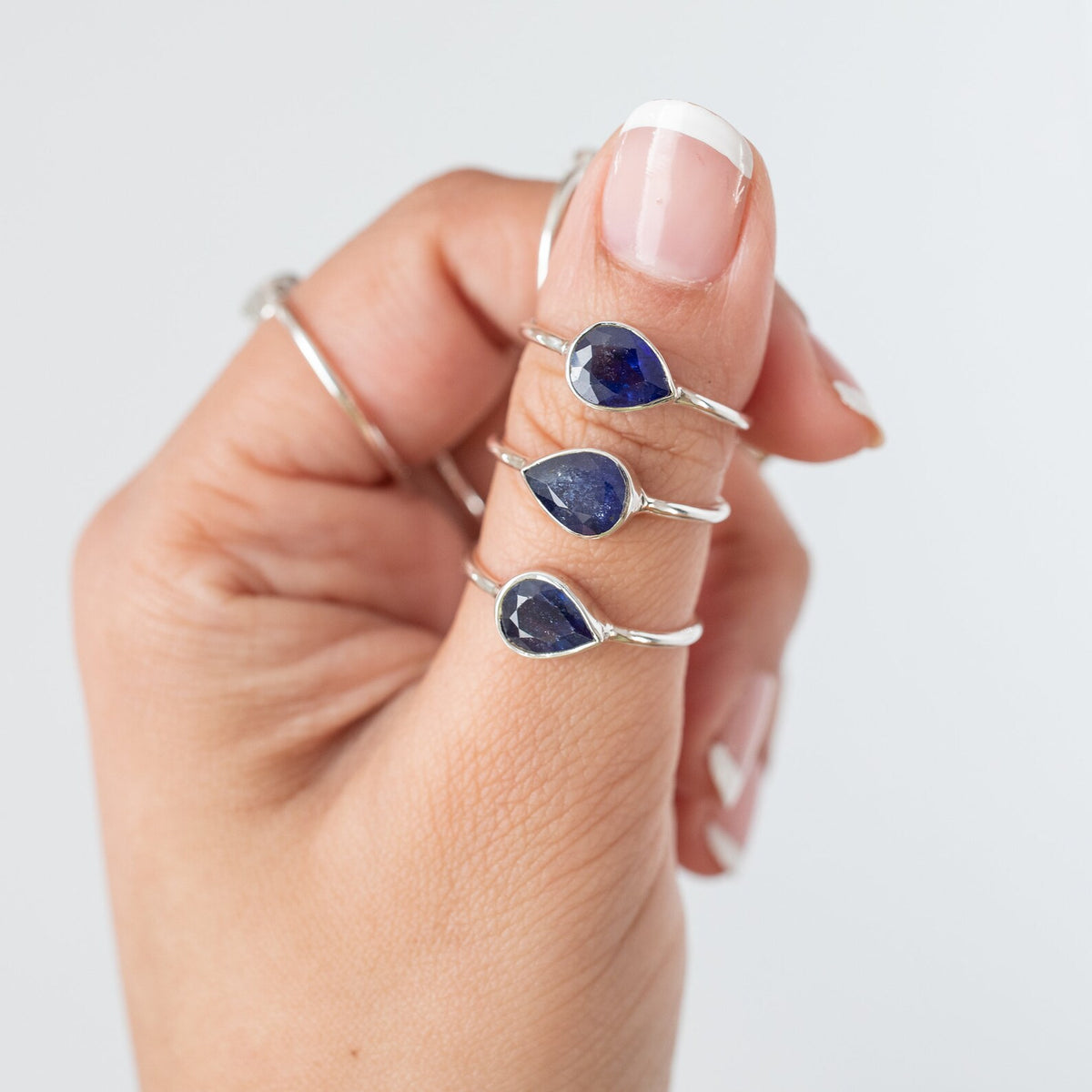 Genuine Sapphire Ring, Pear Sapphire Birthstone Ring