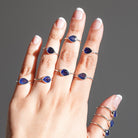 Genuine Sapphire Ring, Pear Sapphire Birthstone Ring