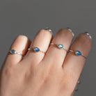 Dainty Labradorite Ring, Teardrop Ring