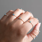 Dainty Opal Sterling Silver Ring, Tiny Ethiopian Opal Ring