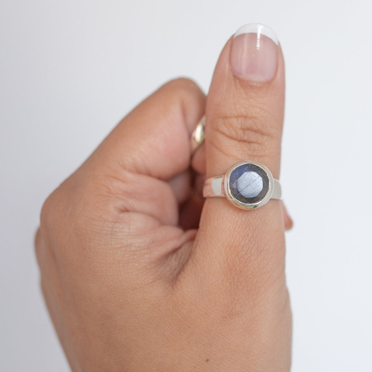 Faceted Labradorite Chunky Silver Ring