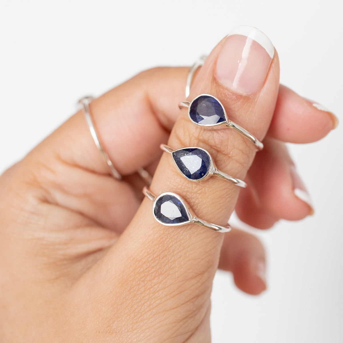 Genuine Sapphire Ring, Pear Sapphire Birthstone Ring