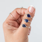 Genuine Sapphire Ring, Pear Sapphire Birthstone Ring