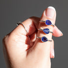 Genuine Sapphire Ring, Pear Sapphire Birthstone Ring