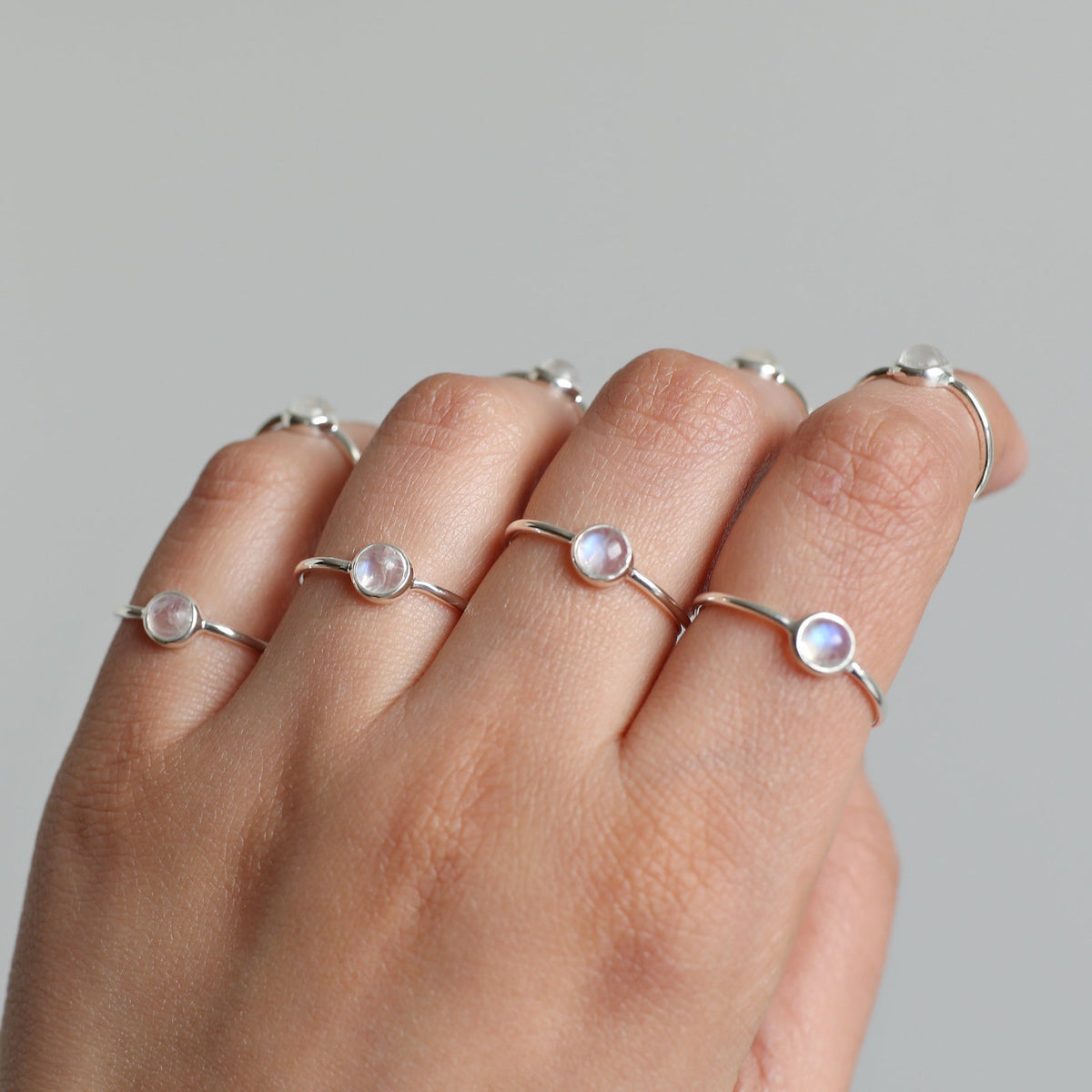 Round Moonstone Ring, Everyday Stack Ring
