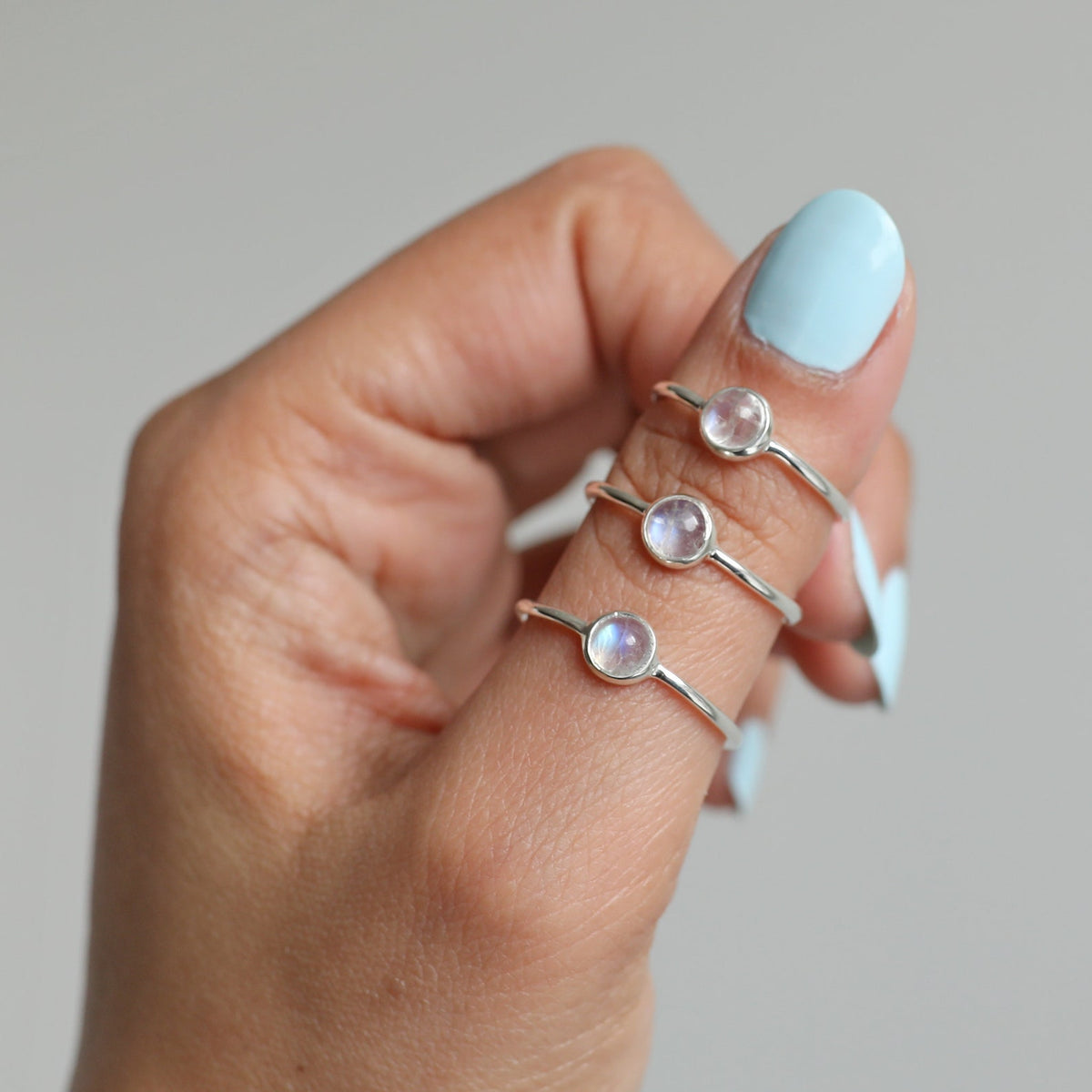 Round Moonstone Ring, Everyday Stack Ring