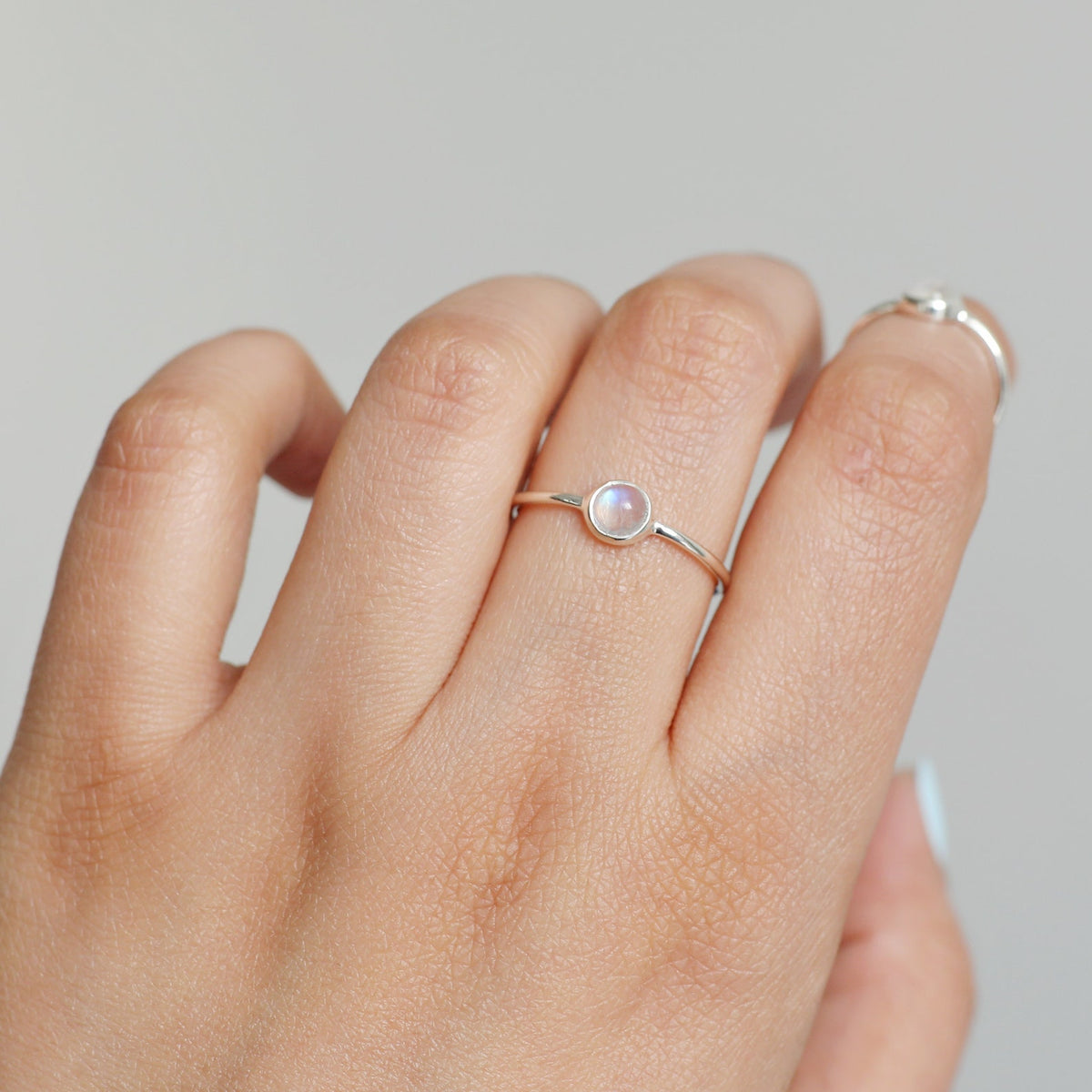 Round Moonstone Ring, Everyday Stack Ring