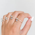 Pear Rainbow Moonstone Adjustable Sterling Silver Ring