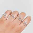Pear Rainbow Moonstone Adjustable Sterling Silver Ring