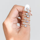 Pear Rainbow Moonstone Adjustable Sterling Silver Ring