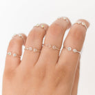 Ethiopian Opal Adjustable Dainty Stacking Ring, Thin Silver Rings