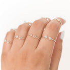 Ethiopian Opal Adjustable Dainty Stacking Ring, Thin Silver Rings