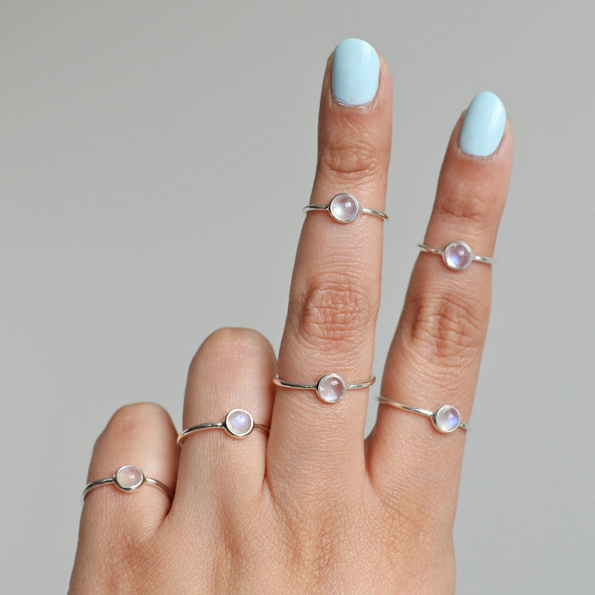Round Moonstone Ring, Everyday Stack Ring