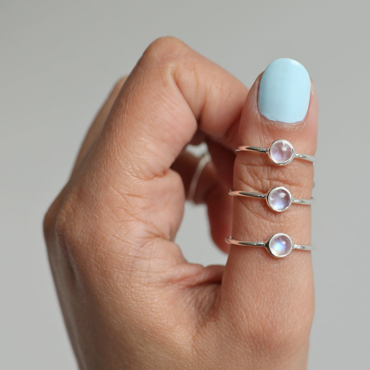 Round Moonstone Ring, Everyday Stack Ring