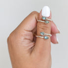 Pear Labradorite Adjustable Sterling Silver Ring