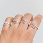 Pear Rainbow Moonstone Adjustable Sterling Silver Ring