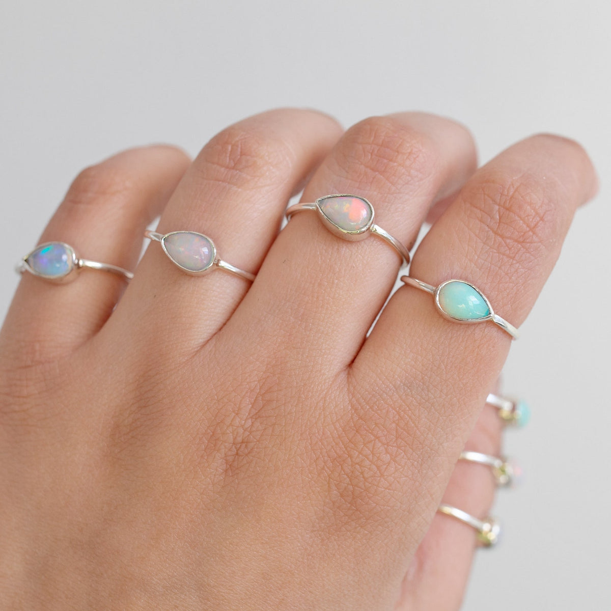 Ethiopian Opal Stacking Ring, October Birthstone Jewelry