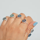 Rainbow Labradorite Round Gemstone 925 Silver Ring