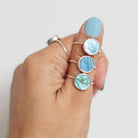 Rainbow Labradorite Round Gemstone 925 Silver Ring