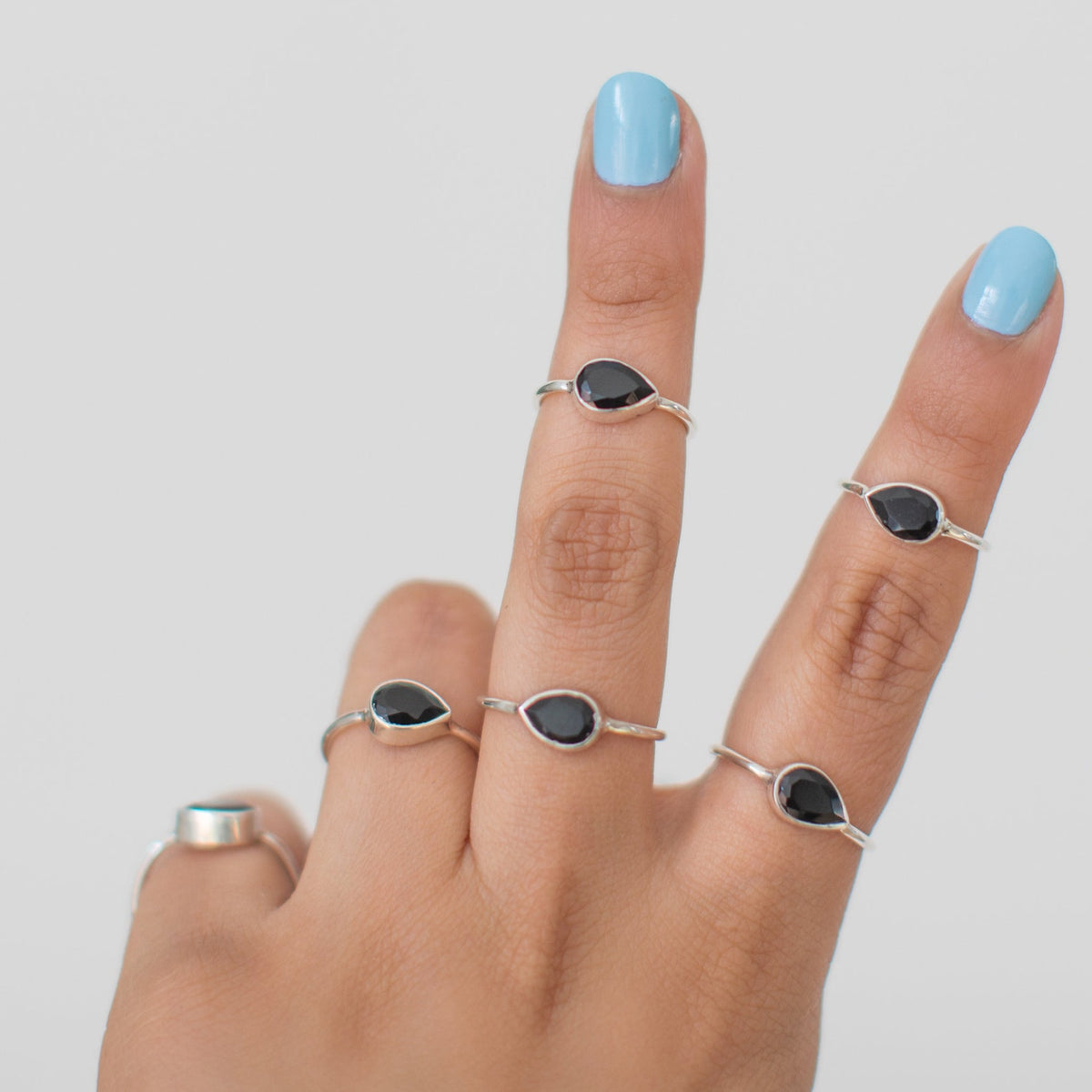 Pear Teardrop Black Onyx Handmade Silver Ring