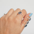 Rainbow Labradorite Round Gemstone 925 Silver Ring