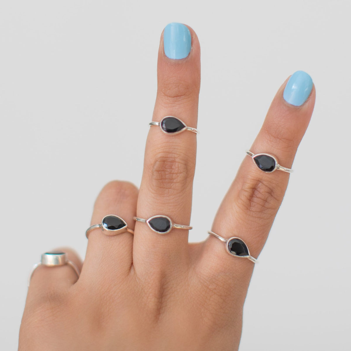 Pear Teardrop Black Onyx Handmade Silver Ring