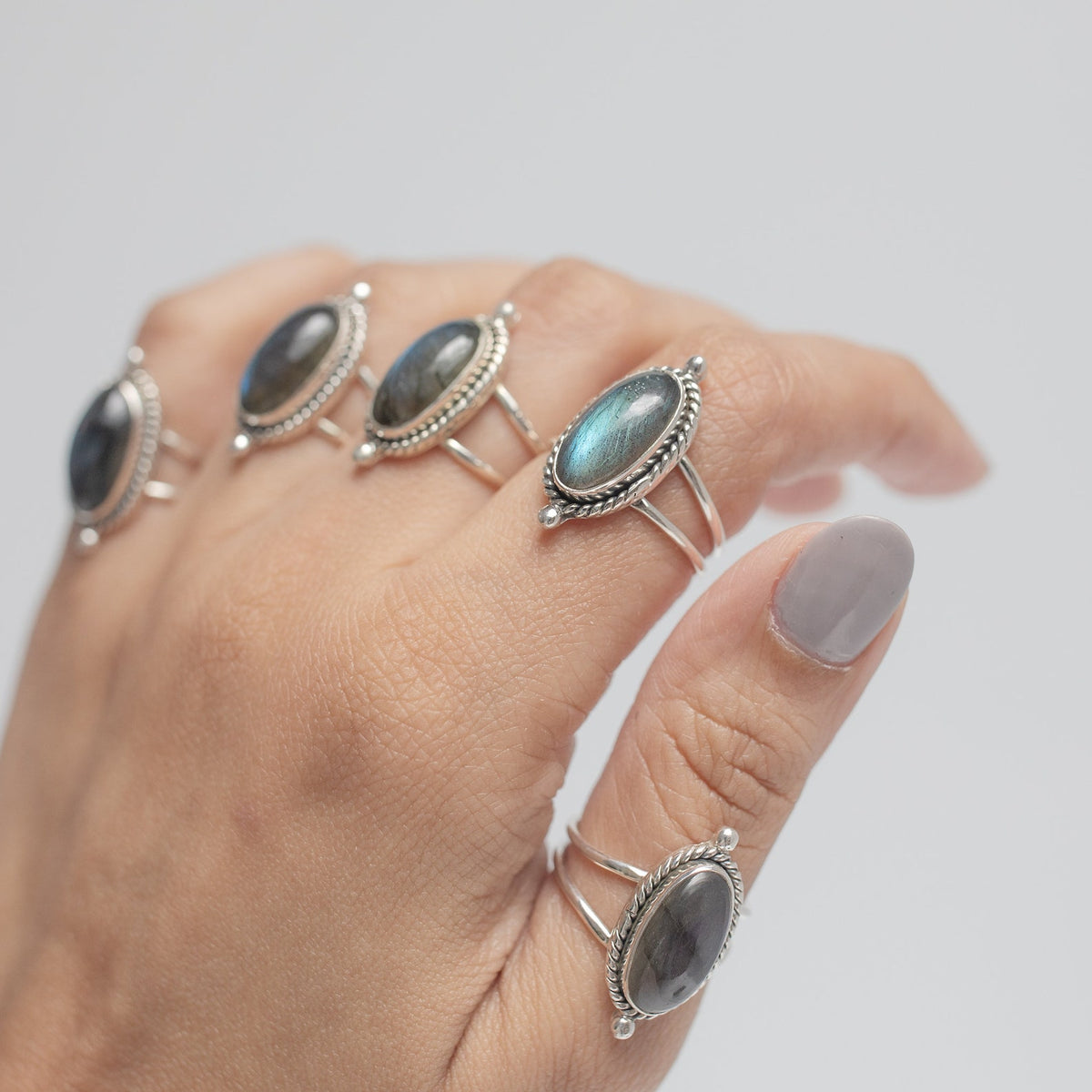 Oval Labradorite Statement Ring, Boho Sterling Silver Ring