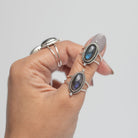 Oval Labradorite Statement Ring, Boho Sterling Silver Ring