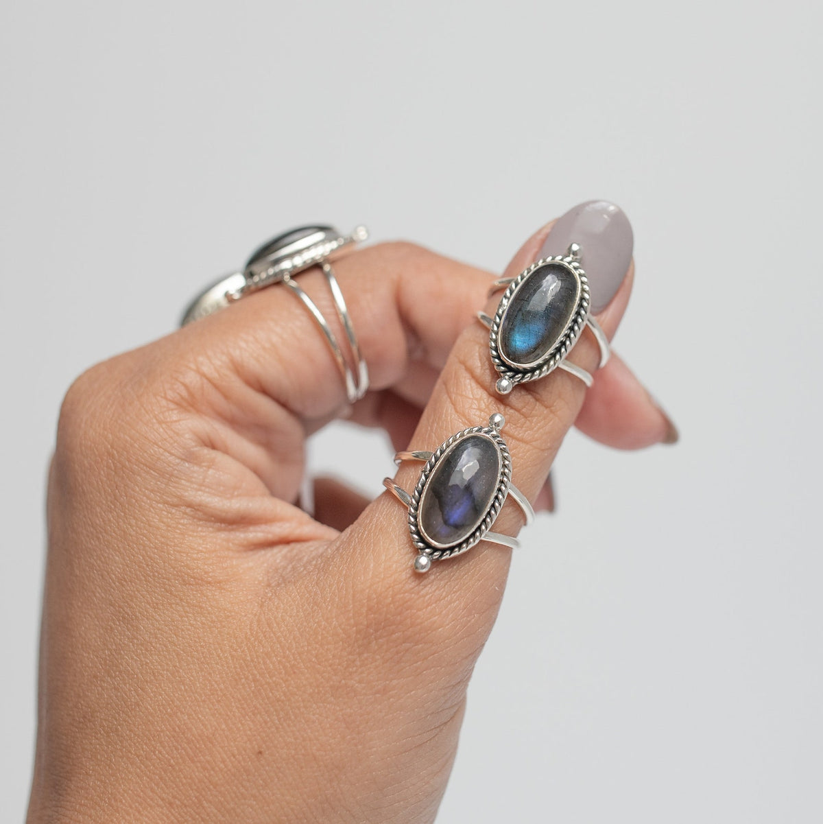 Oval Labradorite Statement Ring, Boho Sterling Silver Ring
