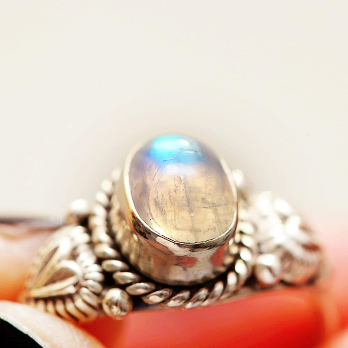 Rainbow Moonstone Ring, Anniversary Gift