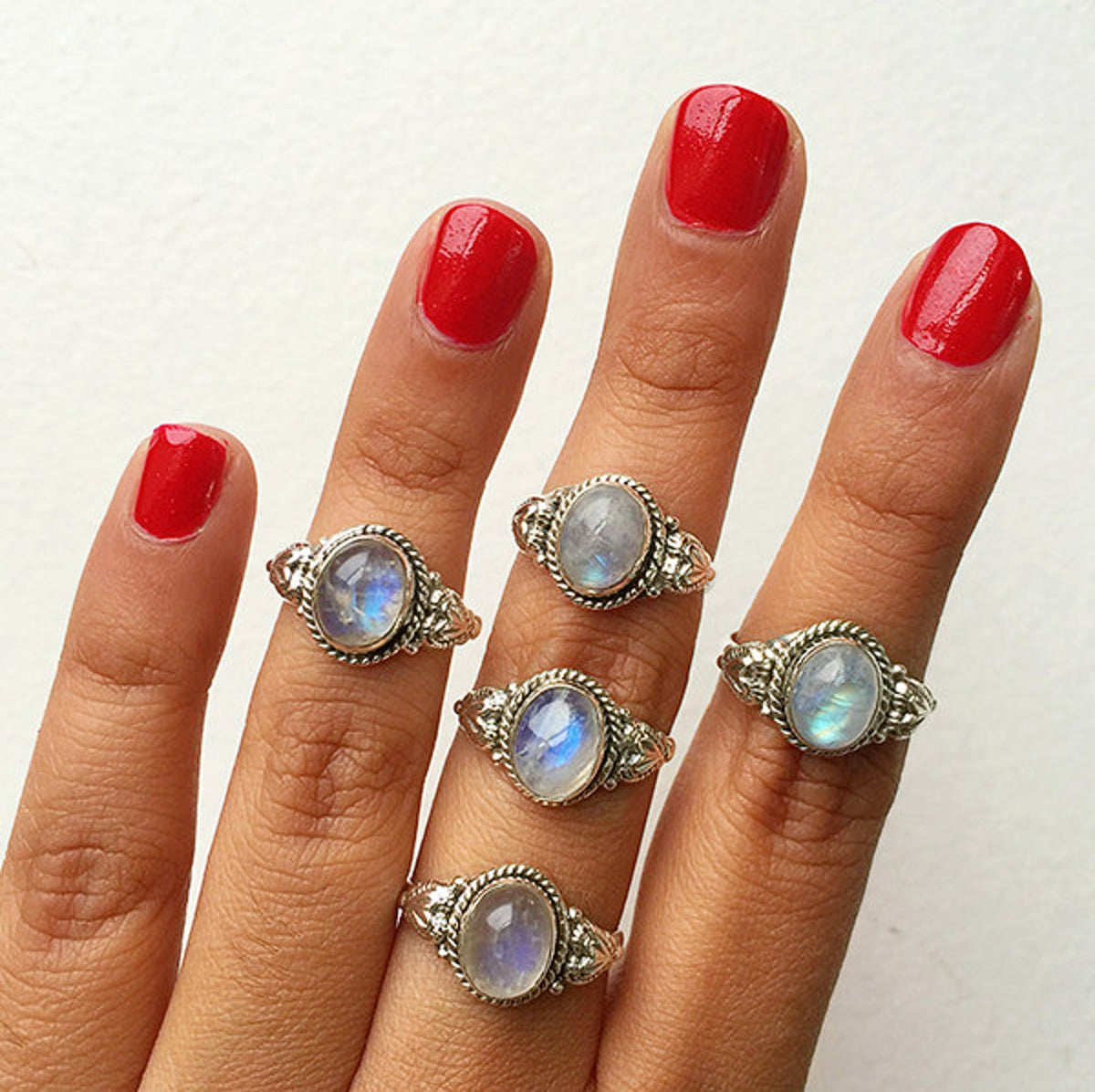 Rainbow Moonstone Ring, Anniversary Gift