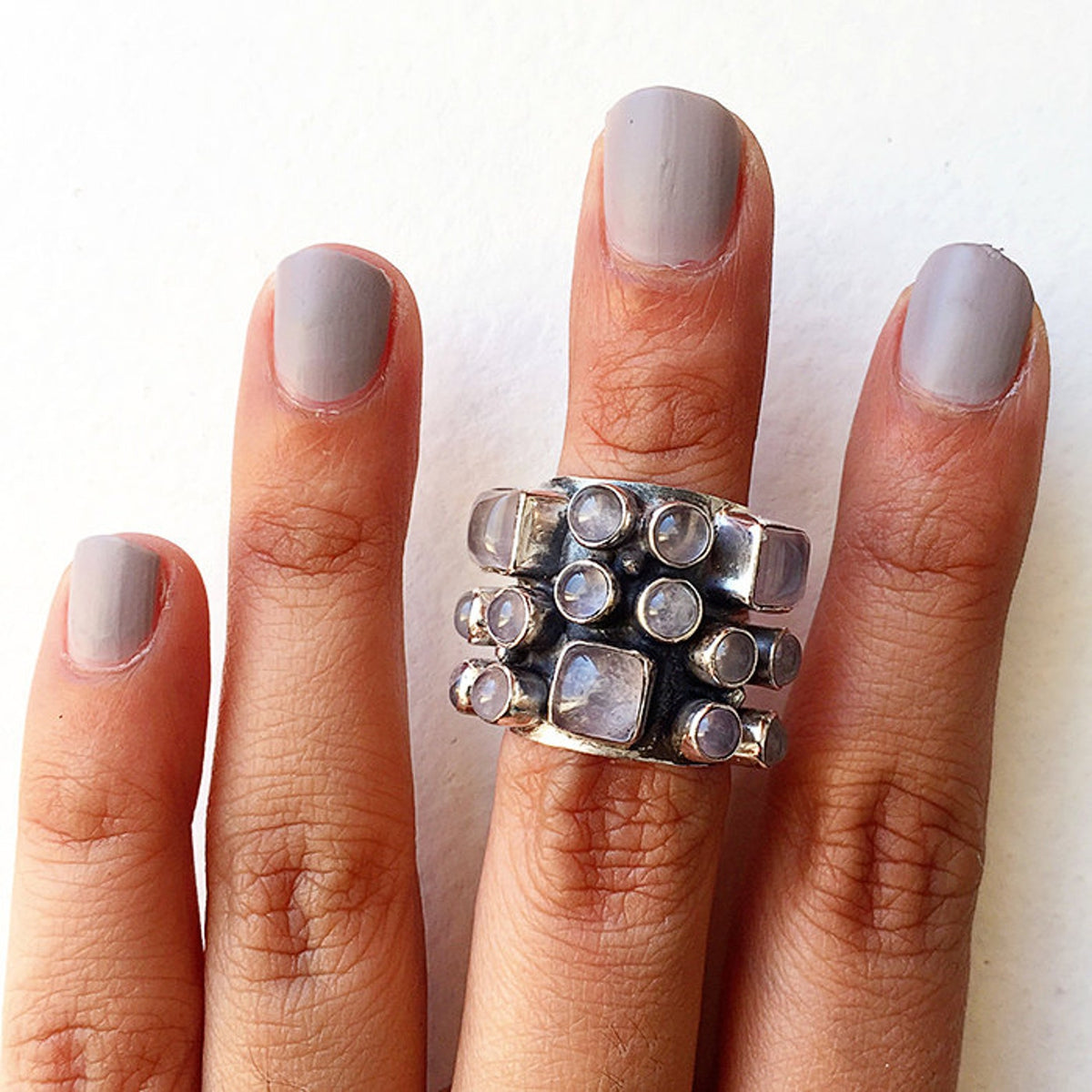 Rose Quartz Ring, Cluster Ring