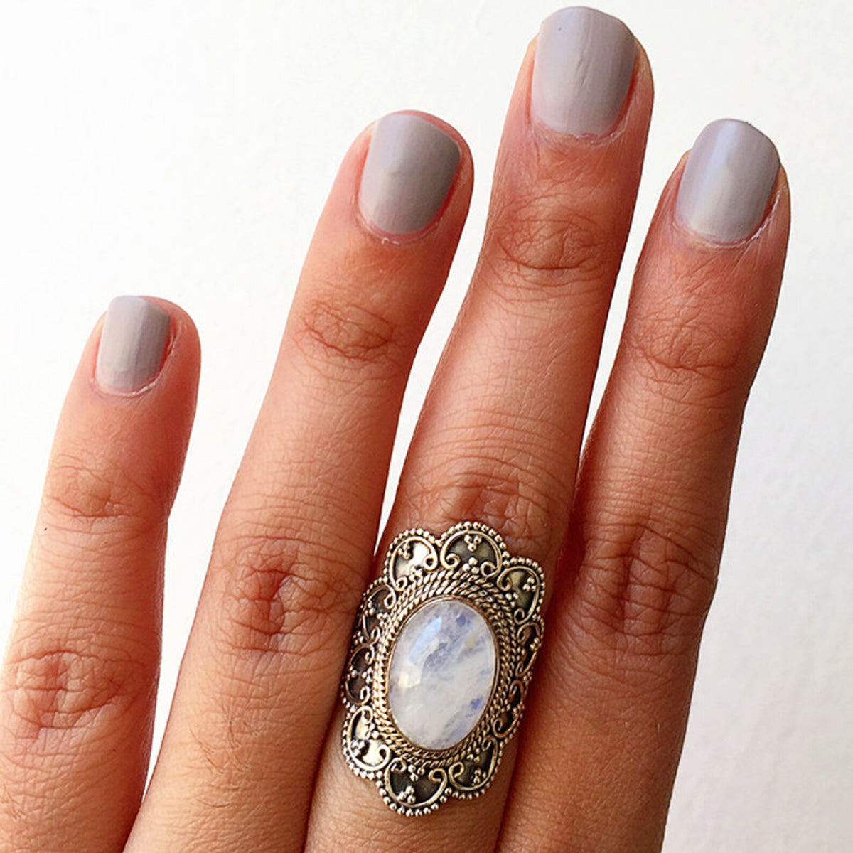Boho Moonstone Ring, Moonstone Crystal Ring