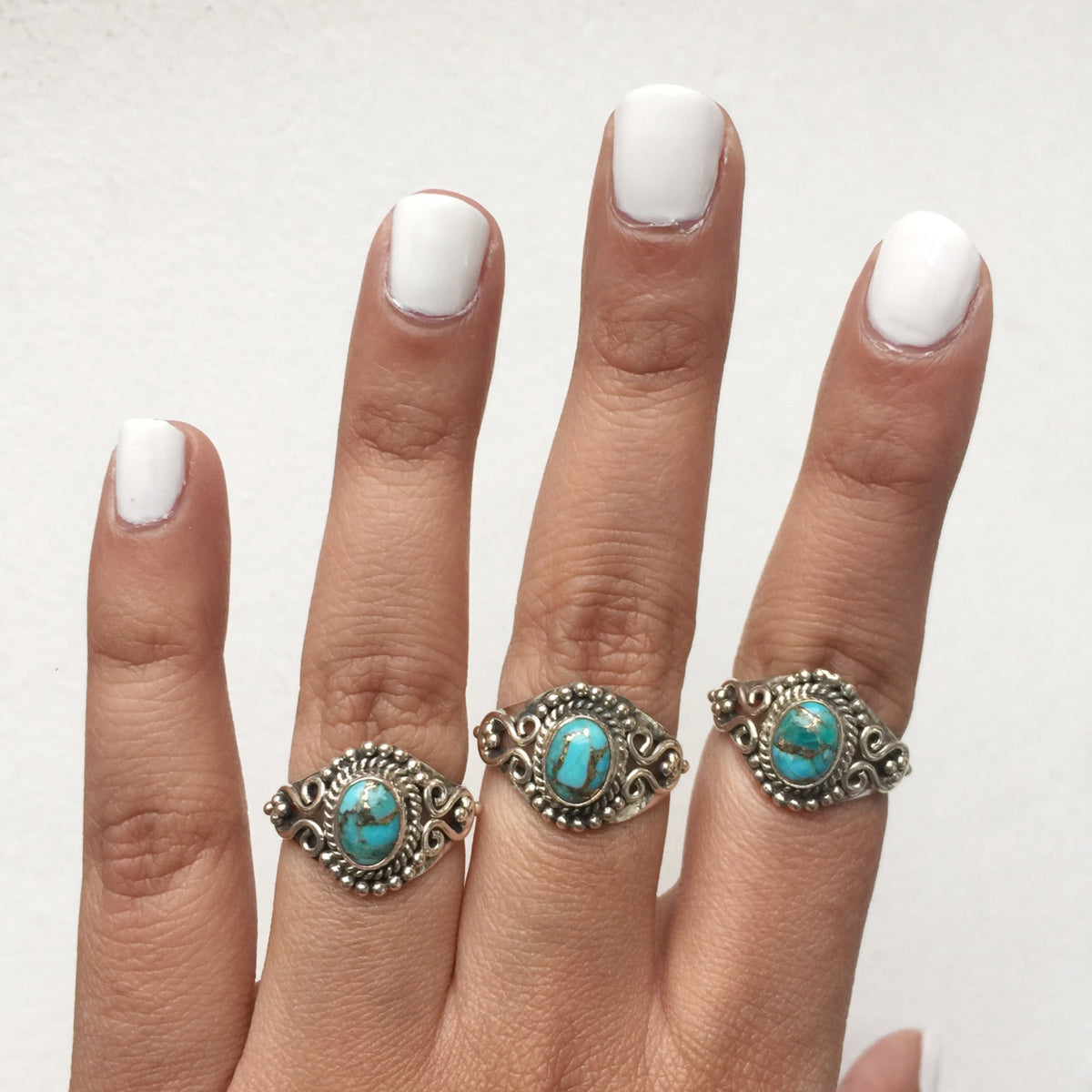 Copper Turquoise Ring, Art Deco Ring