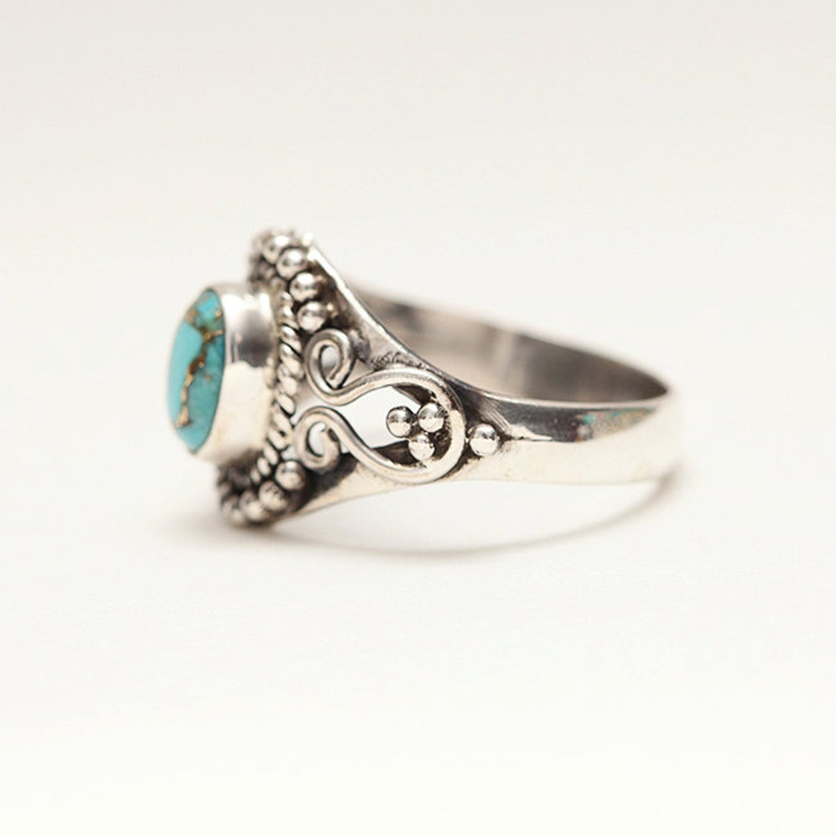 Copper Turquoise Ring, Art Deco Ring