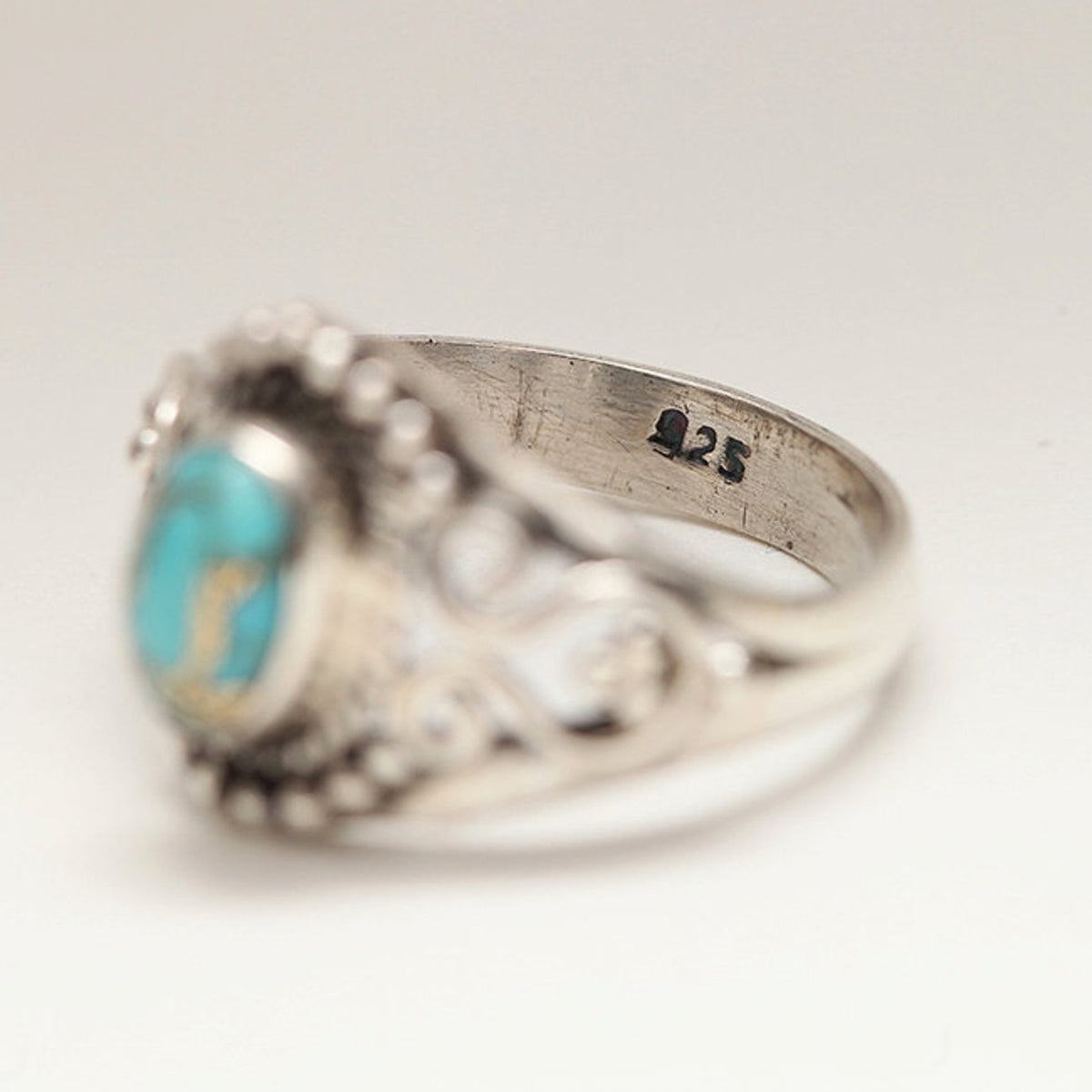 Copper Turquoise Ring, Art Deco Ring