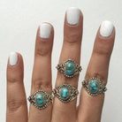 Copper Turquoise Ring, Art Deco Ring