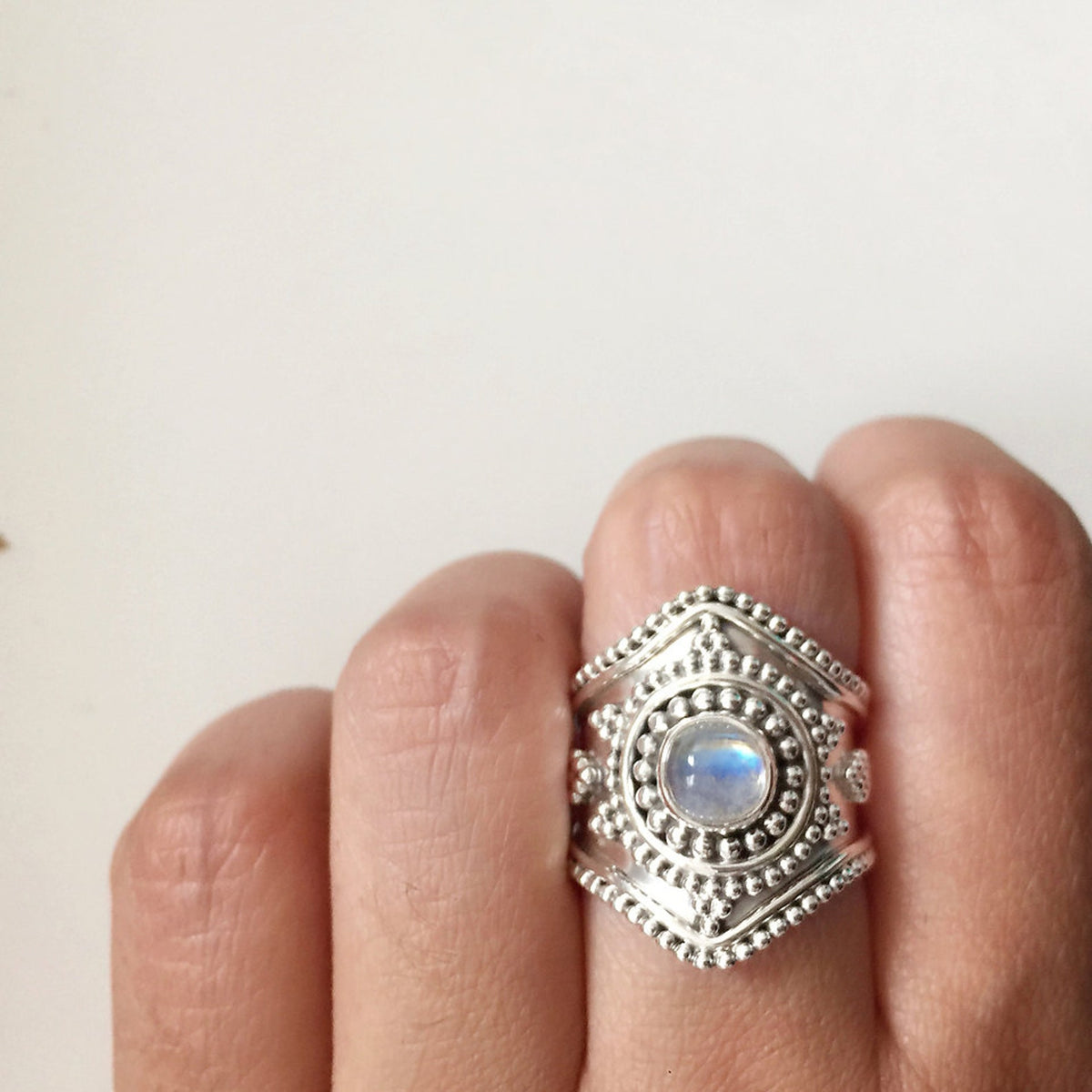 Moonstone Mandala Ring, Circle of Life Ring